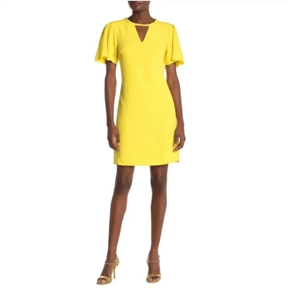 TRINA Turk "Anderson" Womens Flutter-Sleeve Shift Dress